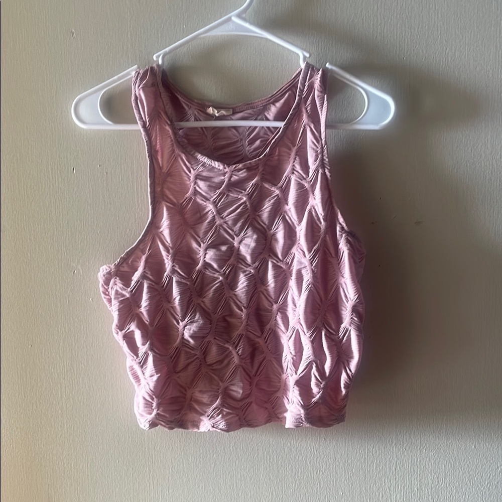 Poetry Pink Ribbed Sleeveless Crop Tank Top